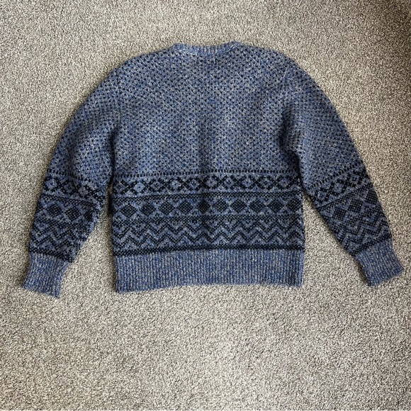 Royal North Mills Outfitters Vintage Wool Blend Blue Black Chunky Sweater, Med - Picture 5 of 6